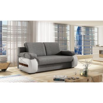 Canapea extensibila 3 locuri ELTAP, Laura, 202x79x84 cm, lemn/poliester, gri inchis/alb