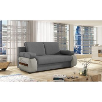 Canapea extensibila 3 locuri ELTAP, Laura, 202x79x84 cm, lemn/poliester, gri inchis/gri deschis