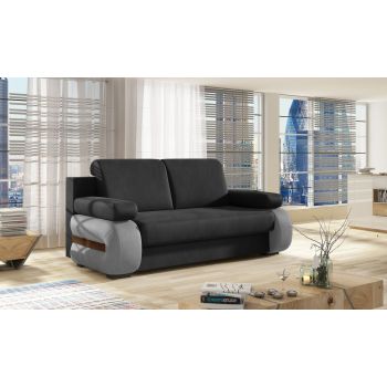 Canapea extensibila 3 locuri ELTAP, Laura, 202x79x84 cm, lemn/poliester, gri inchis/gri