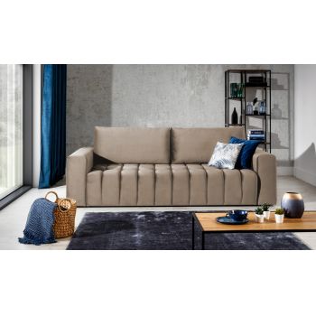 Canapea extensibila 3 locuri ELTAP, Laz01, Lazaro, 247x97x92 cm, lemn/poliester, maro deschis