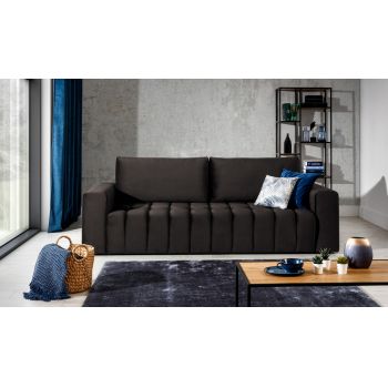 Canapea extensibila 3 locuri ELTAP, Laz02, Lazaro, 247x97x92 cm, lemn/poliester, maro inchis