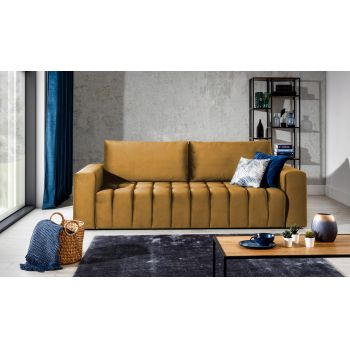 Canapea extensibila 3 locuri ELTAP, Laz04, Lazaro, 247x97x92 cm, lemn/poliester, mustar
