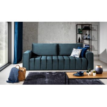 Canapea extensibila 3 locuri ELTAP, Laz05, Lazaro, 247x97x92 cm, lemn/poliester, albastru