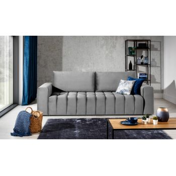 Canapea extensibila 3 locuri ELTAP, Laz06, Lazaro, 247x97x92 cm, lemn/poliester, gri deschis