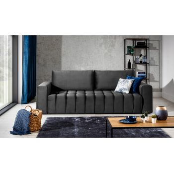 Canapea extensibila 3 locuri ELTAP, Laz07, Lazaro, 247x97x92 cm, lemn/poliester, gri inchis