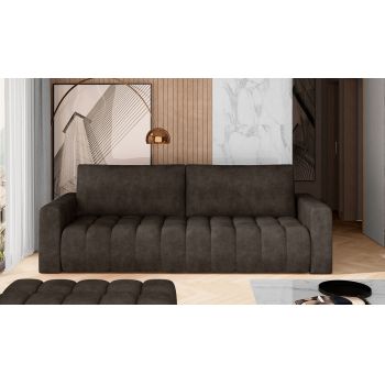 Canapea extensibila 3 locuri ELTAP, Laz09, Lazaro, 247x97x92 cm, lemn/poliester, maro inchis