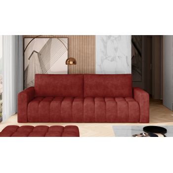 Canapea extensibila 3 locuri ELTAP, Laz10, Lazaro, 247x97x92 cm, lemn/poliester, rosu