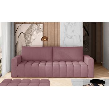 Canapea extensibila 3 locuri ELTAP, Laz13, Lazaro, 247x97x92 cm, lemn/poliester, roz inchis