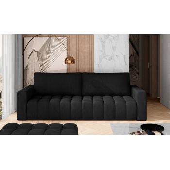 Canapea extensibila 3 locuri ELTAP, Laz15, Lazaro, 247x97x92 cm, lemn/poliester, negru