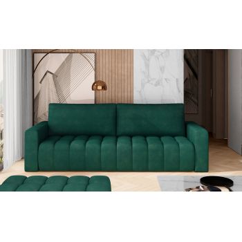Canapea extensibila 3 locuri ELTAP, Laz18, Lazaro, 247x97x92 cm, lemn/poliester, verde inchis