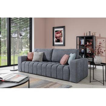 Canapea extensibila 3 locuri ELTAP, Laz20, Lazaro, 247x97x92 cm, lemn/poliester, gri