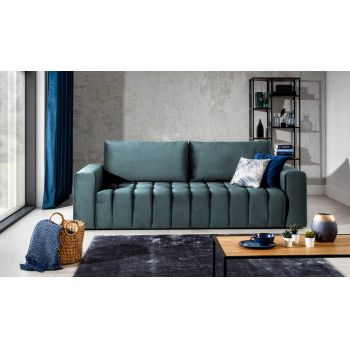 Canapea extensibila 3 locuri ELTAP, Laz38, Lazaro, 247x97x92 cm, lemn/poliester, verde inchis
