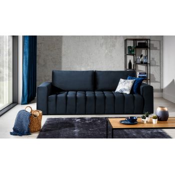 Canapea extensibila 3 locuri ELTAP, Laz39, Lazaro, 247x97x92 cm, lemn/poliester, albastru inchis