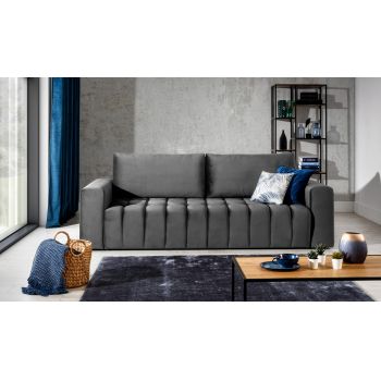 Canapea extensibila 3 locuri ELTAP, Laz41, Lazaro, 247x97x92 cm, lemn/poliester, gri inchis