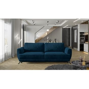 Canapea extensibila 3 locuri ELTAP, Meg07, Megis, 242x95x90 cm, lemn/poliester, albastru inchis