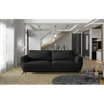 Canapea extensibila 3 locuri ELTAP, Meg13, Megis, 242x95x90 cm, lemn/poliester, gri inchis