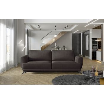 Canapea extensibila 3 locuri ELTAP, Meg14, Megis, 242x95x90 cm, lemn/poliester, maro inchis