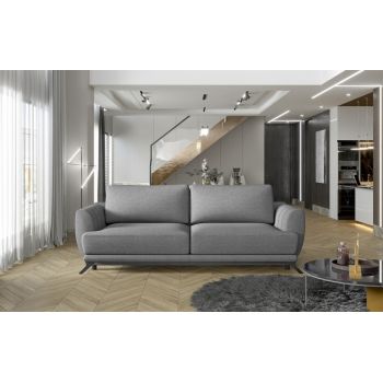Canapea extensibila 3 locuri ELTAP, Meg22, Megis, 242x95x90 cm, lemn/poliester, gri deschis