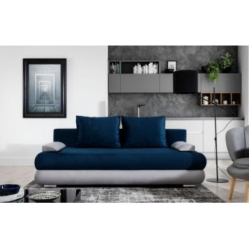 Canapea extensibila 3 locuri ELTAP, Milo, 213x95x90 cm, lemn/poliester, albastru inchis/gri deschis