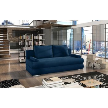 Canapea extensibila 3 locuri ELTAP, Milo, 213x95x90 cm, lemn/poliester, albastru inchis