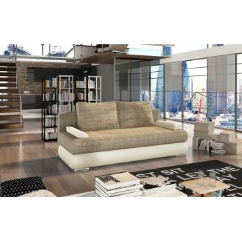 Canapea extensibila 3 locuri ELTAP, Milo, 213x95x90 cm, lemn/poliester, bej inchis/bej deschis