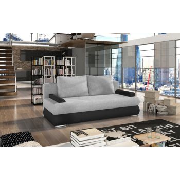 Canapea extensibila 3 locuri ELTAP, Milo, 213x95x90 cm, lemn/poliester, gri deschis/negru