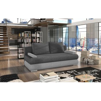 Canapea extensibila 3 locuri ELTAP, Milo, 213x95x90 cm, lemn/poliester, gri inchis/gri