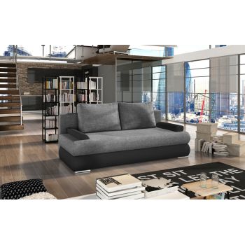Canapea extensibila 3 locuri ELTAP, Milo, 213x95x90 cm, lemn/poliester, gri inchis/negru