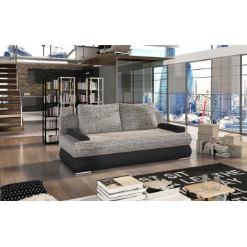 Canapea extensibila 3 locuri ELTAP, Milo, 213x95x90 cm, lemn/poliester, gri/negru