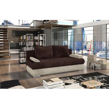 Canapea extensibila 3 locuri ELTAP, Milo, 213x95x90 cm, lemn/poliester, maro/bej