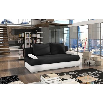 Canapea extensibila 3 locuri ELTAP, Milo, 213x95x90 cm, lemn/poliester, negru/alb