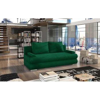 Canapea extensibila 3 locuri ELTAP, Milo, 213x95x90 cm, lemn/poliester, verde inchis