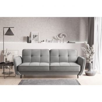 Canapea extensibila 3 locuri ELTAP, SO-BEL-04SO, Bellis, 220x90x83 cm, lemn/poliester, gri deschis