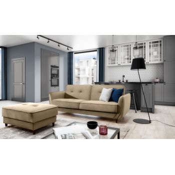 Canapea extensibila 3 locuri ELTAP, SO-BEL-09MO, Bellis, 220x90x83 cm, lemn/poliester, maro deschis