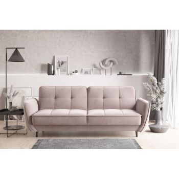Canapea extensibila 3 locuri ELTAP, SO-BEL-101GO, Bellis, 220x90x83 cm, lemn/poliester, roz deschis