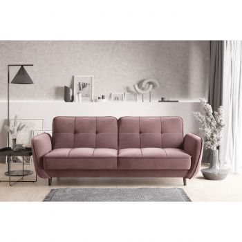 Canapea extensibila 3 locuri ELTAP, SO-BEL-24VE, Bellis, 220x90x83 cm, lemn/poliester, roz
