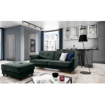 Canapea extensibila 3 locuri ELTAP, SO-BEL-38RIV, Bellis, 220x90x83 cm, lemn/poliester, verde inchis