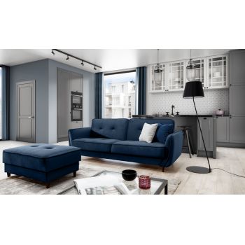 Canapea extensibila 3 locuri ELTAP, SO-BEL-40LO, Bellis, 220x90x83 cm, lemn/poliester, albastru inchis