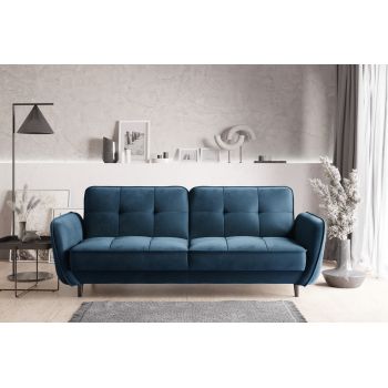 Canapea extensibila 3 locuri ELTAP, SO-BEL-40LU, Bellis, 220x90x83 cm, lemn/poliester, albastru inchis