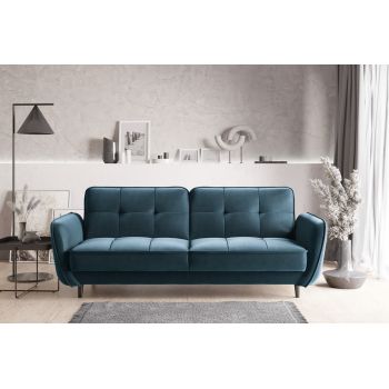 Canapea extensibila 3 locuri ELTAP, SO-BEL-40NU, Bellis, 220x90x83 cm, lemn/poliester, albastru inchis