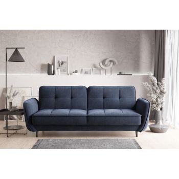 Canapea extensibila 3 locuri ELTAP, SO-BEL-40PO, Bellis, 220x90x83 cm, lemn/poliester, albastru inchis