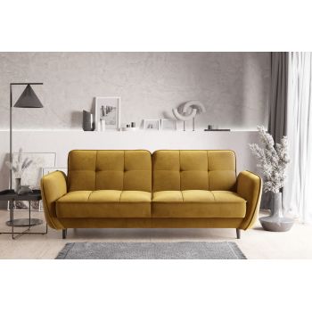 Canapea extensibila 3 locuri ELTAP, SO-BEL-45LO, Bellis, 220x90x83 cm, lemn/poliester, mustar