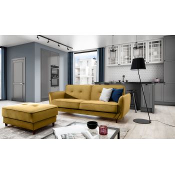 Canapea extensibila 3 locuri ELTAP, SO-BEL-48MO, Bellis, 220x90x83 cm, lemn/poliester, galben