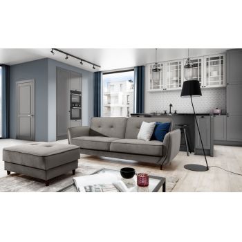 Canapea extensibila 3 locuri ELTAP, SO-BEL-91RIV, Bellis, 220x90x83 cm, lemn/poliester, gri deschis