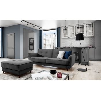 Canapea extensibila 3 locuri ELTAP, SO-BEL-97MO, Bellis, 220x90x83 cm, lemn/poliester, gri inchis