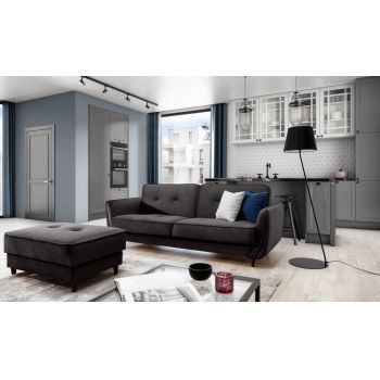 Canapea extensibila 3 locuri ELTAP, SO-BEL-97RIV, Bellis, 220x90x83 cm, lemn/poliester, gri inchis