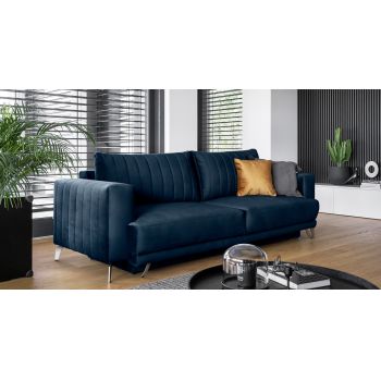 Canapea extensibila 4 locuri ELTAP, SO-ELI-40LO, Elise, 250x95x90 cm, lemn/poliester, albastru inchis