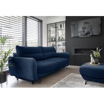 Canapea extensibila 4 locuri ELTAP, SO-SIL-40VE, Silva, 236x95x90 cm, lemn/poliester, albastru inchis