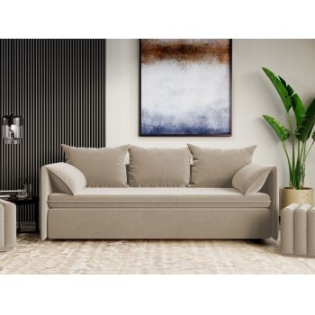 Canapea Extensibila Vanilla Stofa Catifea Crem