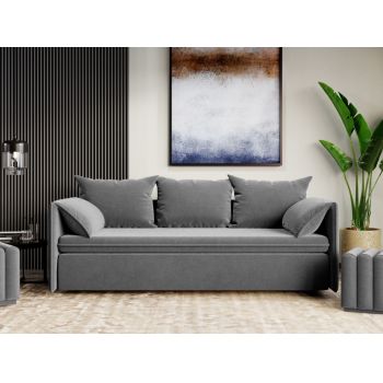 Canapea Extensibila Vanilla Stofa Catifea Gri Deschis